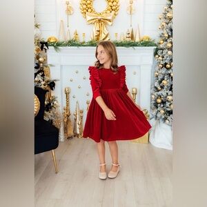 4T Mila & Rose red velvet ruffle twirl dress - like new - holiday dress